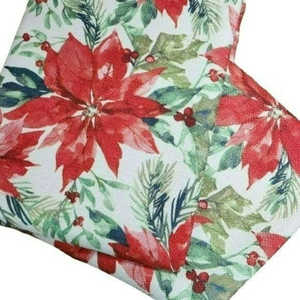 60x84in Oblong Red Poinsettia Flower Holiday Christmas Tablecloth‎